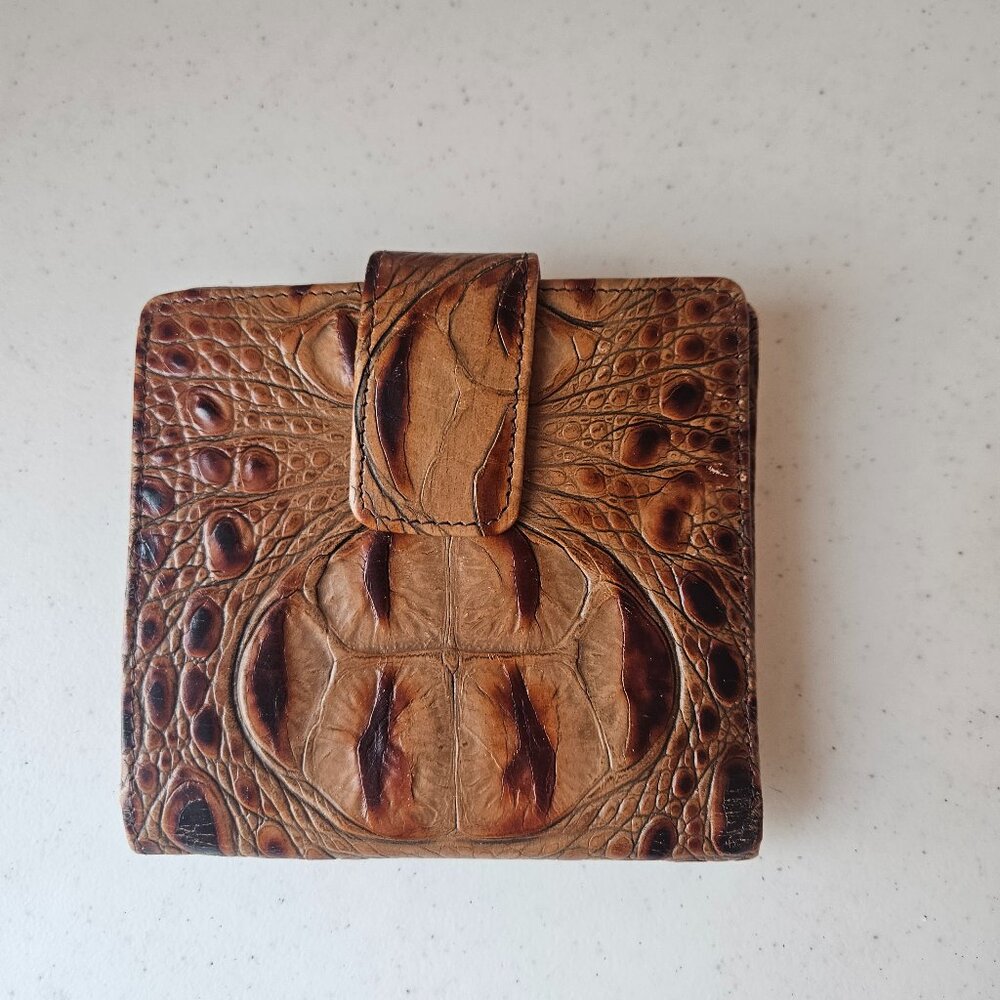 NWOT Brahmin Bi-Fold Credit Card Wallet Almond Melbourne Y2K Original